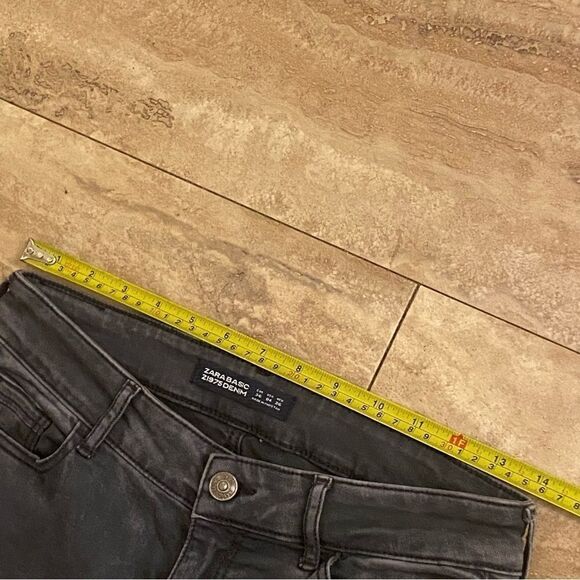 Zara Z1975 Basic Denim Dept Skinny Jeans Gray Women’s Distressed Size 4 Zip Legs - Picture 2 of 9